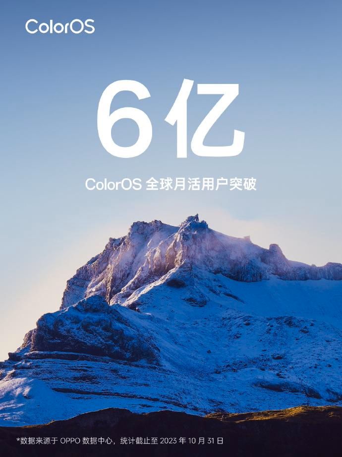 OPPO：ColorOS系统全球月活用户突破6亿